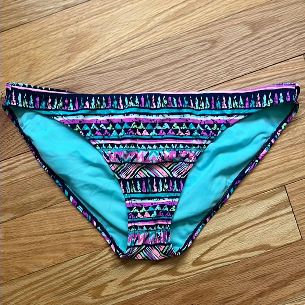 Xhilaration Teal Bikini Bottom with Multicolor Trim